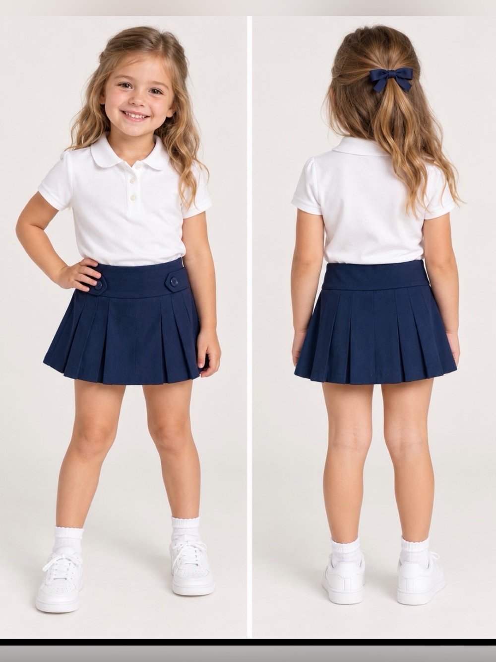 Polo Ralph Lauren Girls Navy Pleated Skort Skirt Size 4 Tennis Preppy